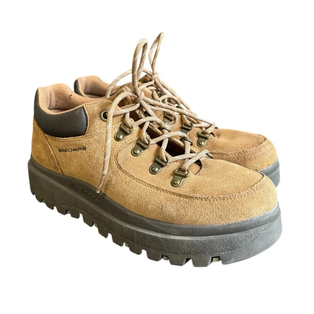 Y2K Sketchers Jammers Shoes Plarform Chunky Lug Sole Boots Vintage Suede Size 9